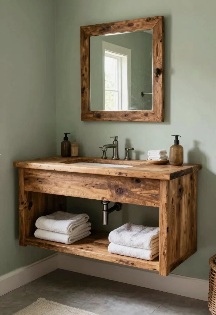 14 Floating Bathroom Vanity Ideas For Modern Homes - 3. Eco-Friendly Elegance: Reclaimed Wood Vanities 1