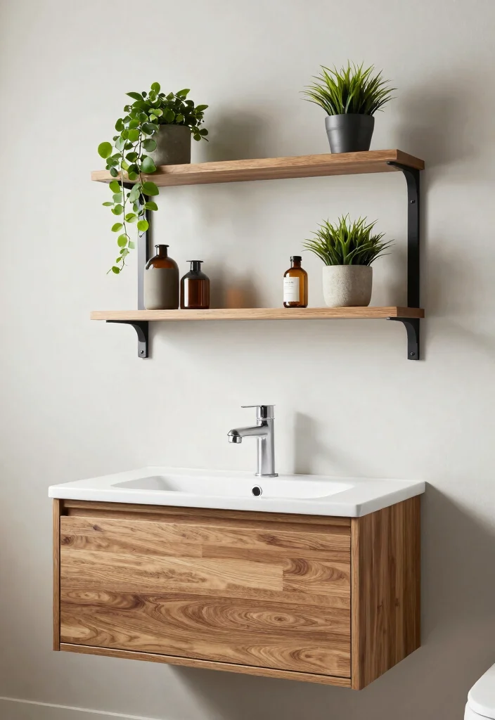 14 Floating Bathroom Vanity Ideas For Modern Homes - 7. Floating Shelf Vanities: Layers of Style 1