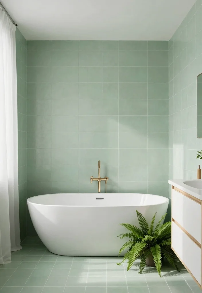 14 Green Bathroom Tile Ideas With Fresh Colour - 2. Sage Serenity 1