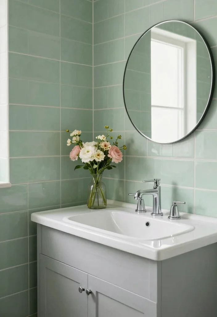 14 Green Bathroom Tile Ideas With Fresh Colour - 7. Soft Pistachio 1