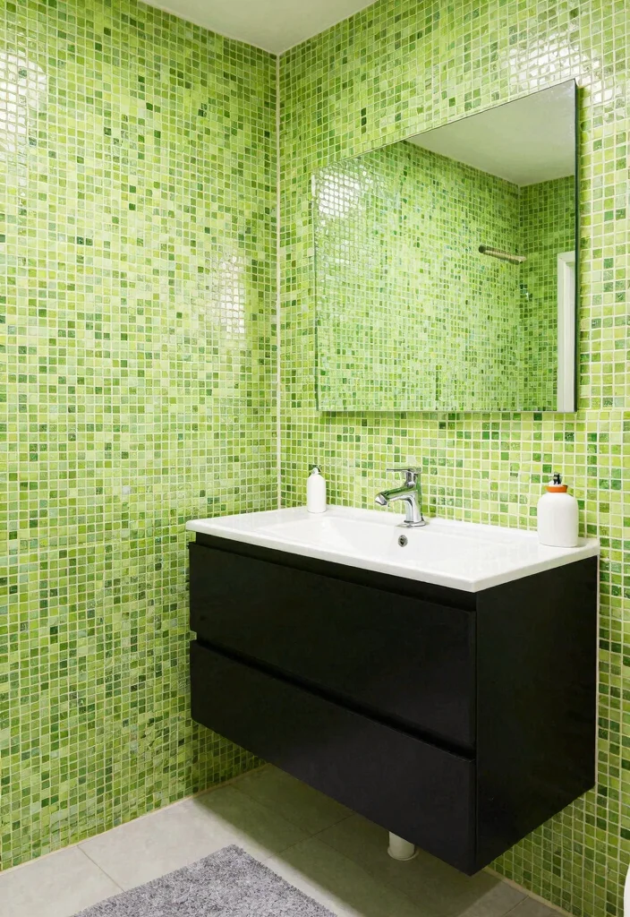 14 Green Bathroom Tile Ideas With Fresh Colour - 8. Bright Lime 1