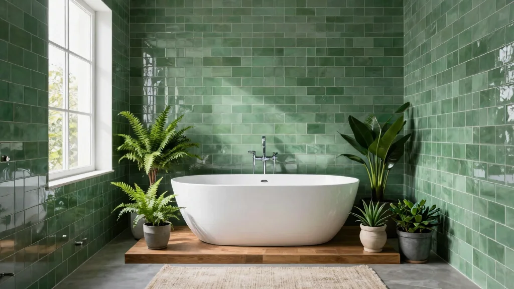 14 Green Bathroom Tile Ideas With Fresh Colour