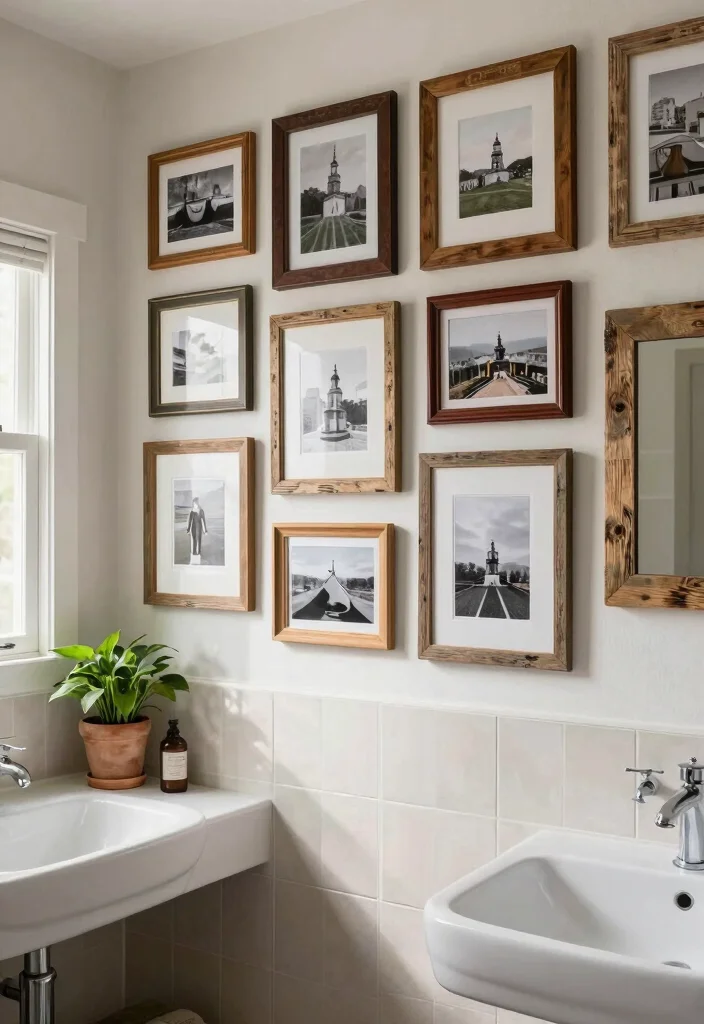 14 Guest Bathroom Wall Decor Ideas With Stylish Charm - 1. Reclaimed Wood Frames 1