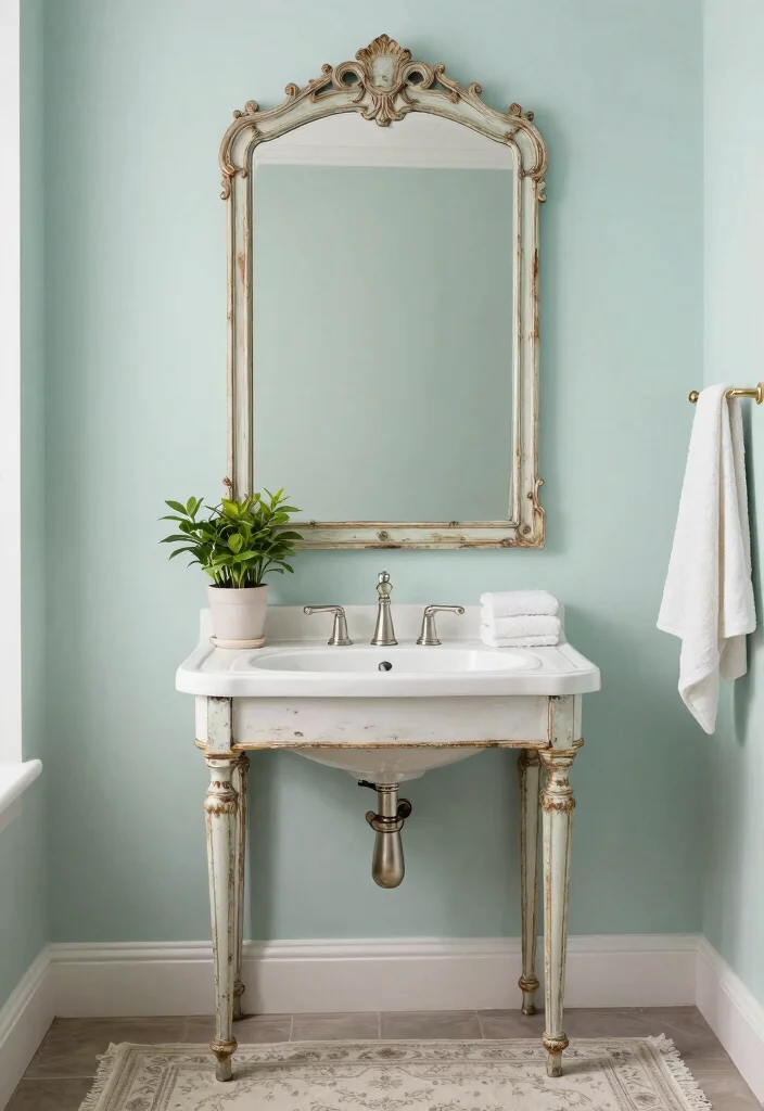 14 Guest Bathroom Wall Decor Ideas With Stylish Charm - 3. Vintage Mirrors 1