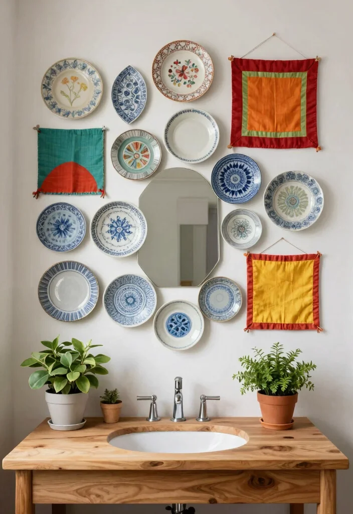 14 Guest Bathroom Wall Decor Ideas With Stylish Charm - 4. Upcycled Wall Art 1