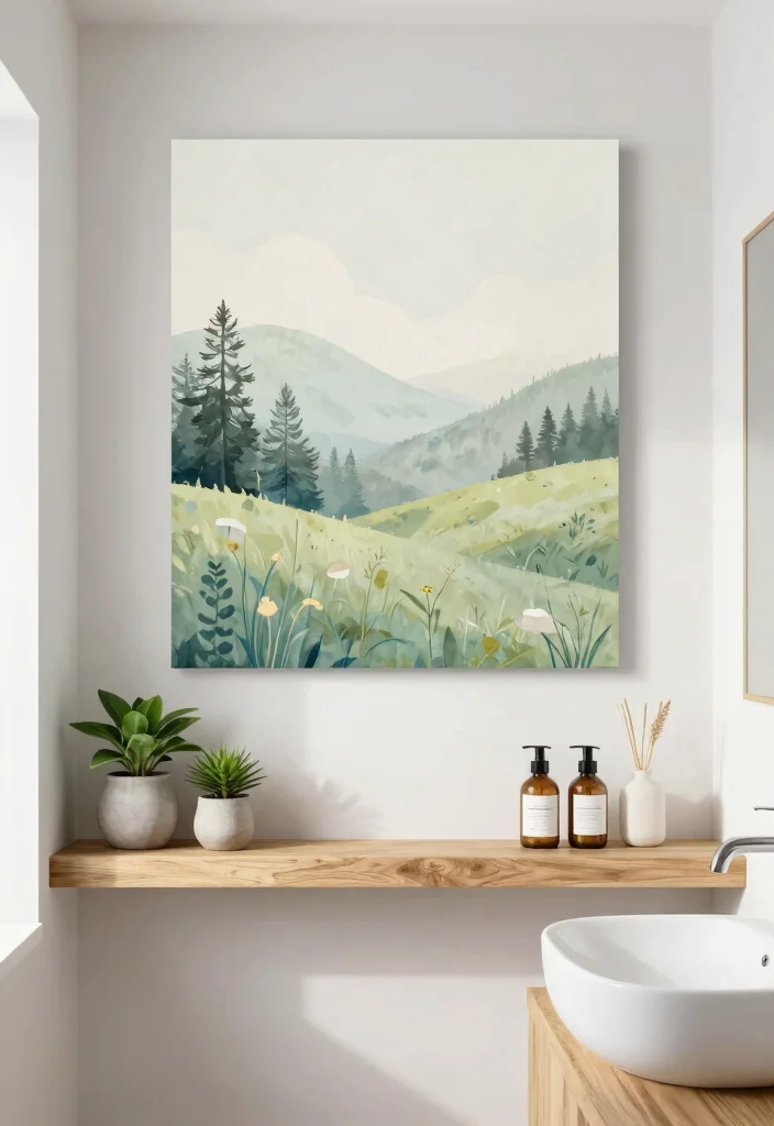 14 Guest Bathroom Wall Decor Ideas With Stylish Charm - 7. Nature-Inspired Wall Art 1