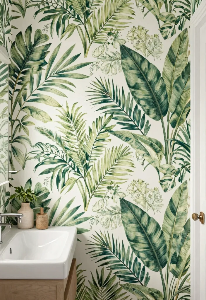 14 Guest Bathroom Wall Decor Ideas With Stylish Charm - 8. Eco-Friendly Wallpaper 1