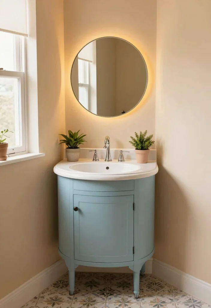 14 Off Center Sink Bathroom Vanity Ideas For Creative Layouts - 2. Corner Vanity with Unique Sink Placement 1