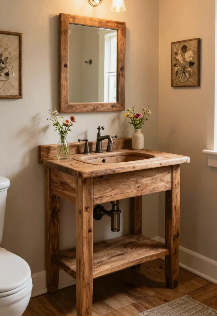 14 Off Center Sink Bathroom Vanity Ideas For Creative Layouts - 3. Rustic Charm with Off Center Sink 1