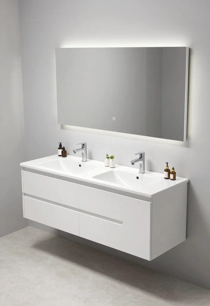 14 Off Center Sink Bathroom Vanity Ideas For Creative Layouts - 6. Compact Dual Sink Vanity 1