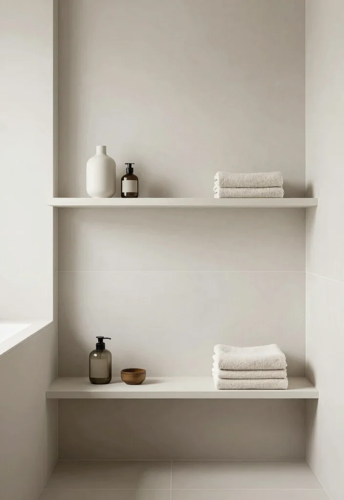 14 One Tile Bathroom Ideas For Minimalist Homes - 10. Minimalist Accessories 1