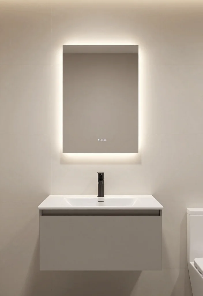 14 One Tile Bathroom Ideas For Minimalist Homes - 11. Integrated Technology 1