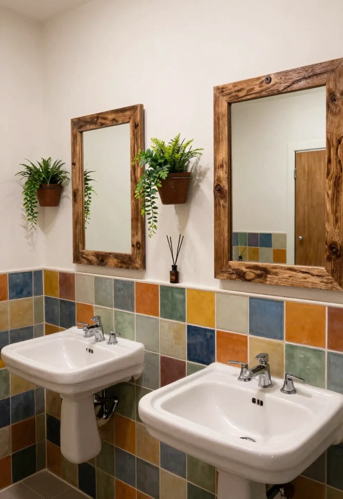 14 Public Bathroom Ideas With Better Layout - 10. Stylish Decor Accents 1