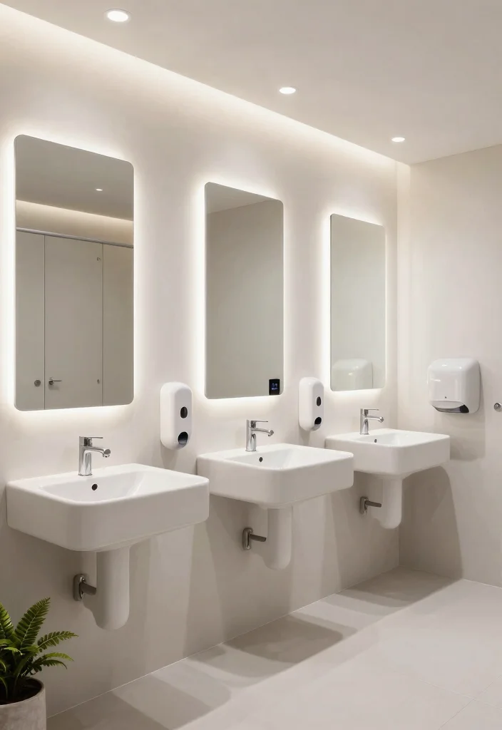 14 Public Bathroom Ideas With Better Layout - 3. Smart Technology Integration 1