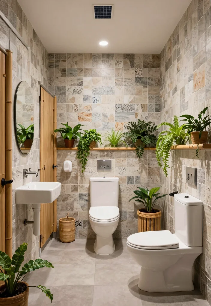 14 Public Bathroom Ideas With Better Layout - 5. Eco-Friendly Materials 1