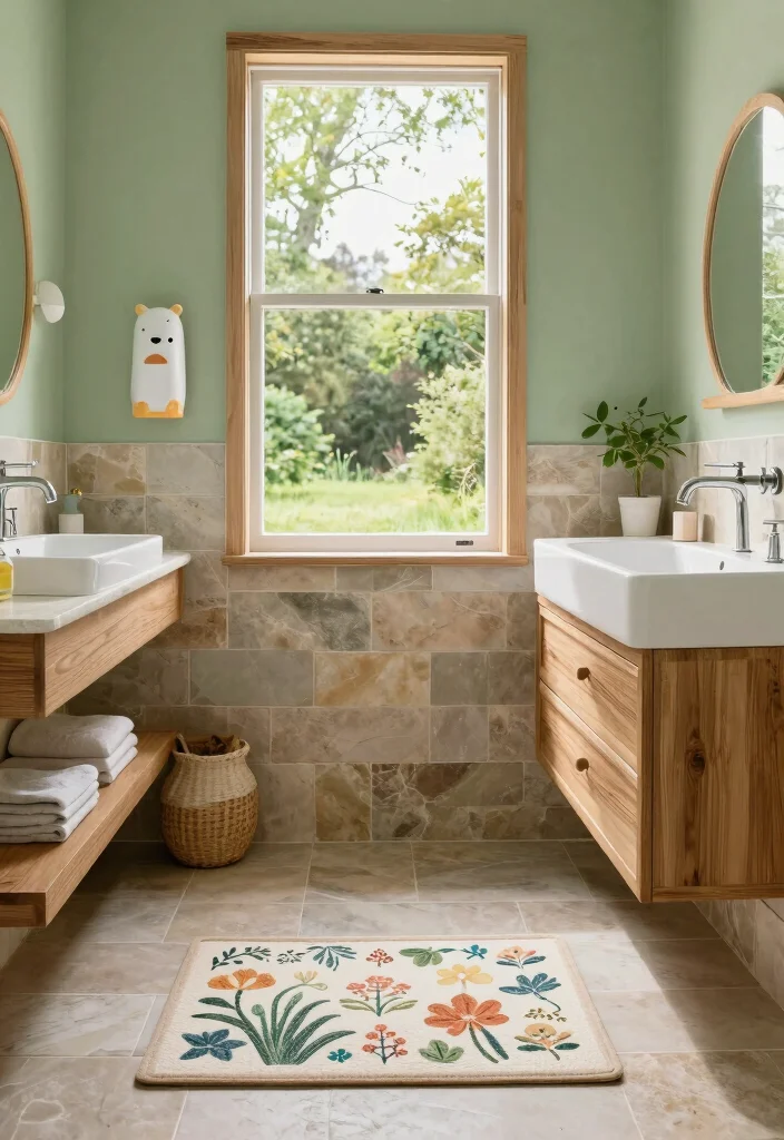 14 Unisex Kids Bathroom Ideas For Easy Shared Use - 13. Outdoor-Inspired Elements 1