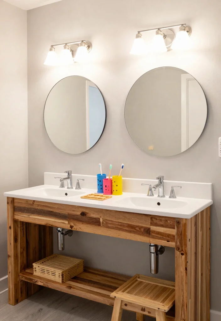 14 Unisex Kids Bathroom Ideas For Easy Shared Use - 5. Dual Vanity Design 1