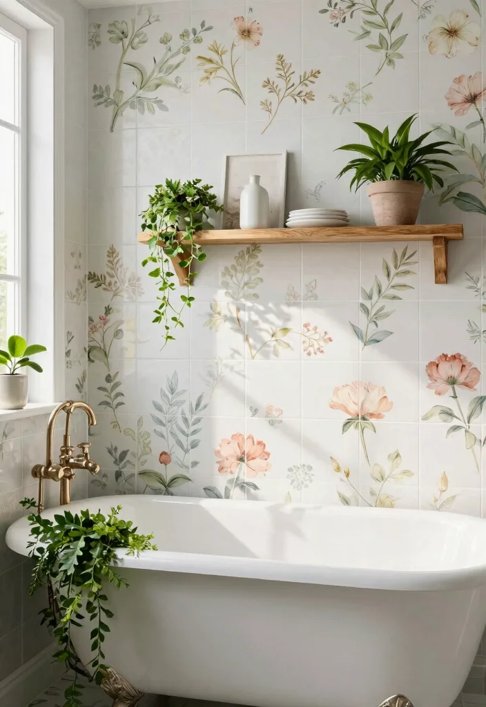 14 Vita Bella Tile Bathroom Ideas With Statement Style - 1. The Timeless Floral Pattern 1