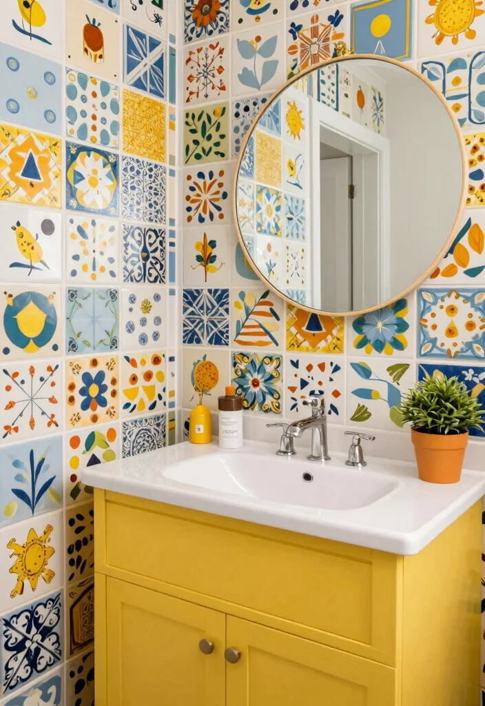 14 Vita Bella Tile Bathroom Ideas With Statement Style - 11. Fun Patterns for Playful Spaces 1