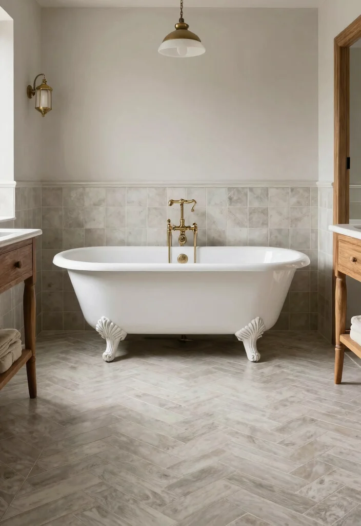 14 Vita Bella Tile Bathroom Ideas With Statement Style - 12. Vintage Herringbone Patterns 1