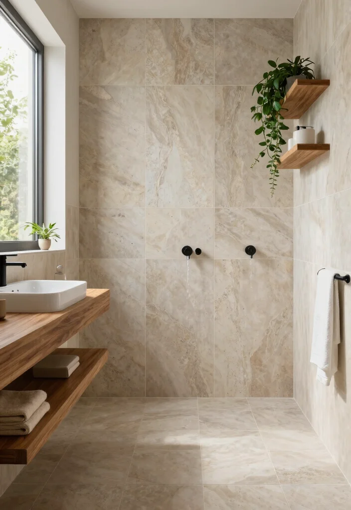 14 Vita Bella Tile Bathroom Ideas With Statement Style - 13. Incorporating Natural Elements 1
