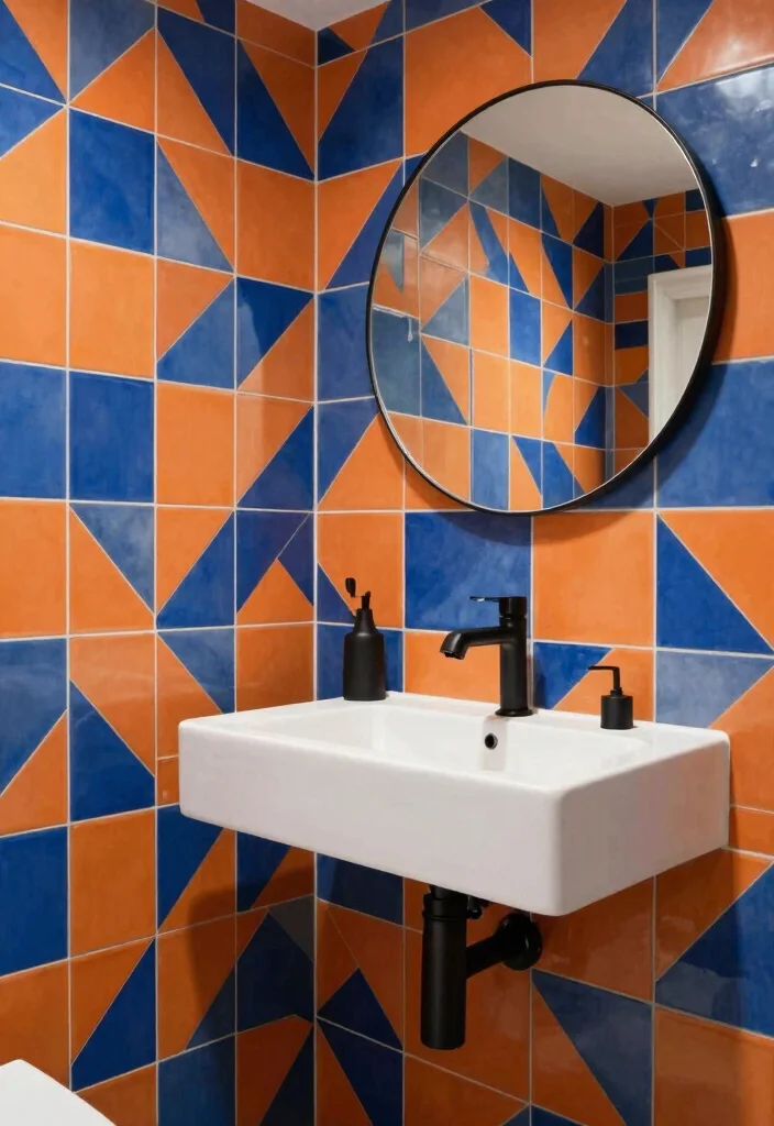 14 Vita Bella Tile Bathroom Ideas With Statement Style - 2. Bold Geometric Designs 1