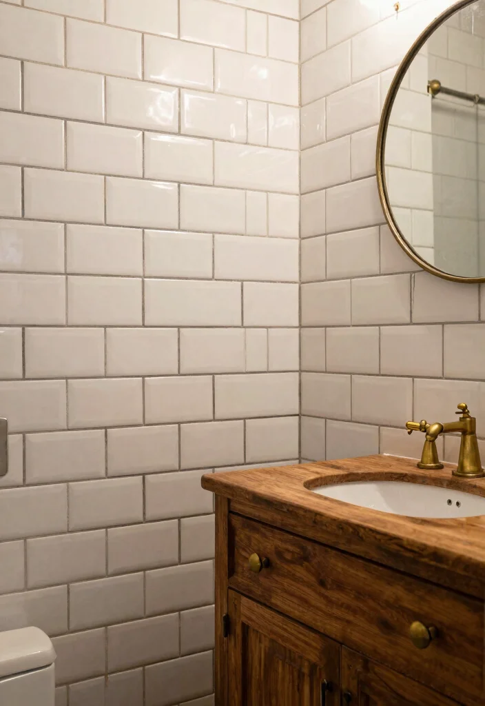 14 Vita Bella Tile Bathroom Ideas With Statement Style - 3. Vintage Subway Tiles with a Twist 1