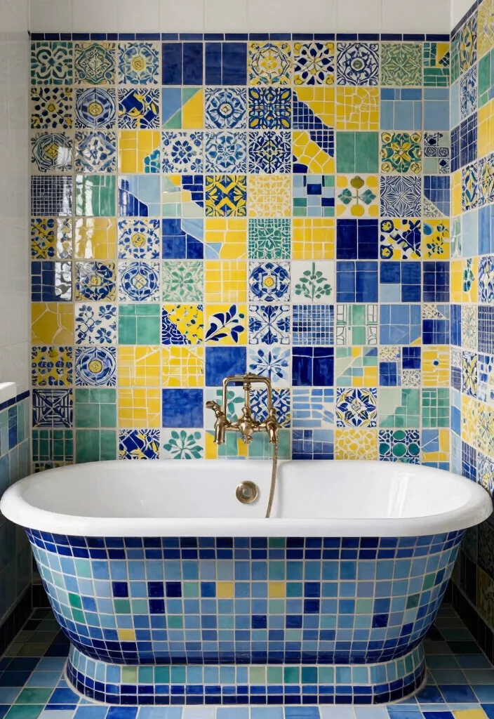 14 Vita Bella Tile Bathroom Ideas With Statement Style - 5. Colorful Mosaic Tiles 1
