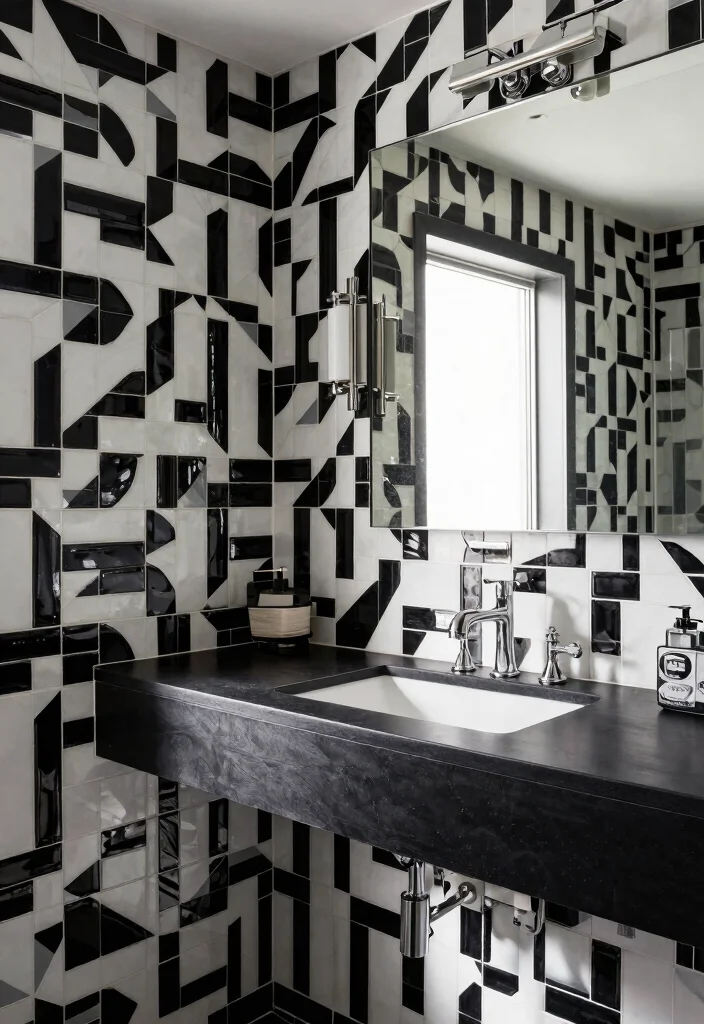 14 Vita Bella Tile Bathroom Ideas With Statement Style - 7. Monochrome Magic 1