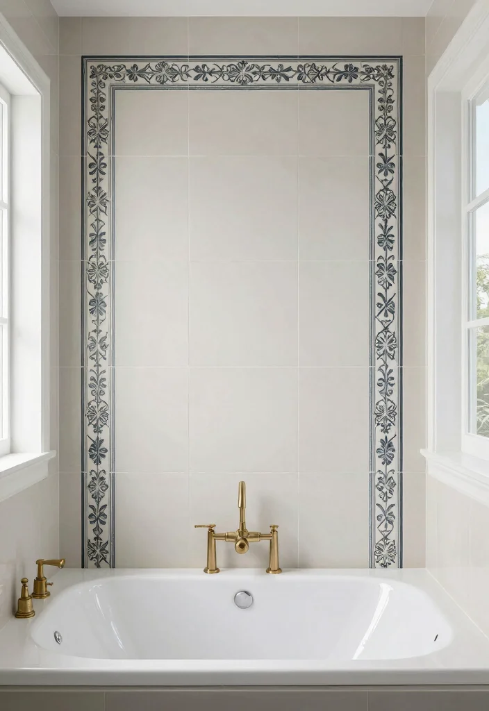 14 Vita Bella Tile Bathroom Ideas With Statement Style - 9. Statement Border Tiles 1