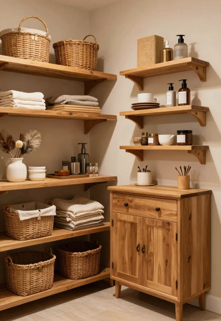 14 Wood Bathroom Ideas With Natural Texture - 10. Wooden Storage Solutions 1