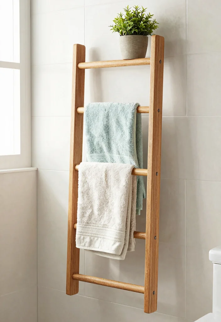 14 Wood Bathroom Ideas With Natural Texture - 2. Wooden Towel Racks 1