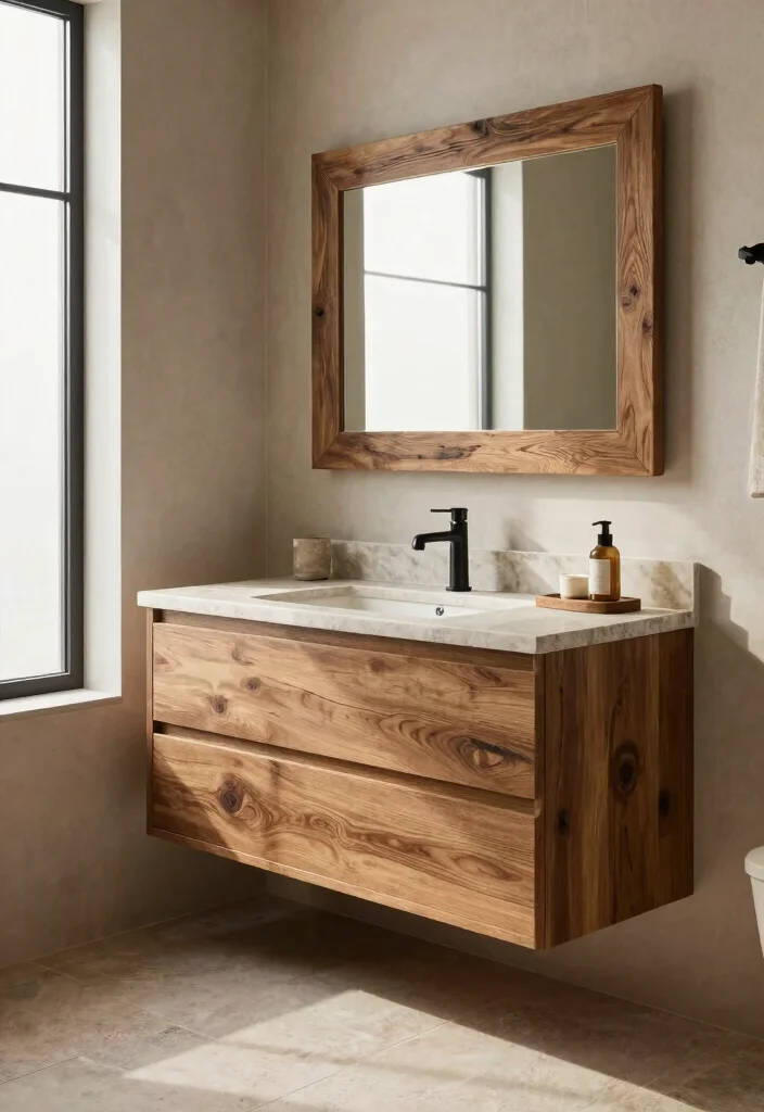 14 Wood Bathroom Ideas With Natural Texture - 3. Wood and Stone Blend 1