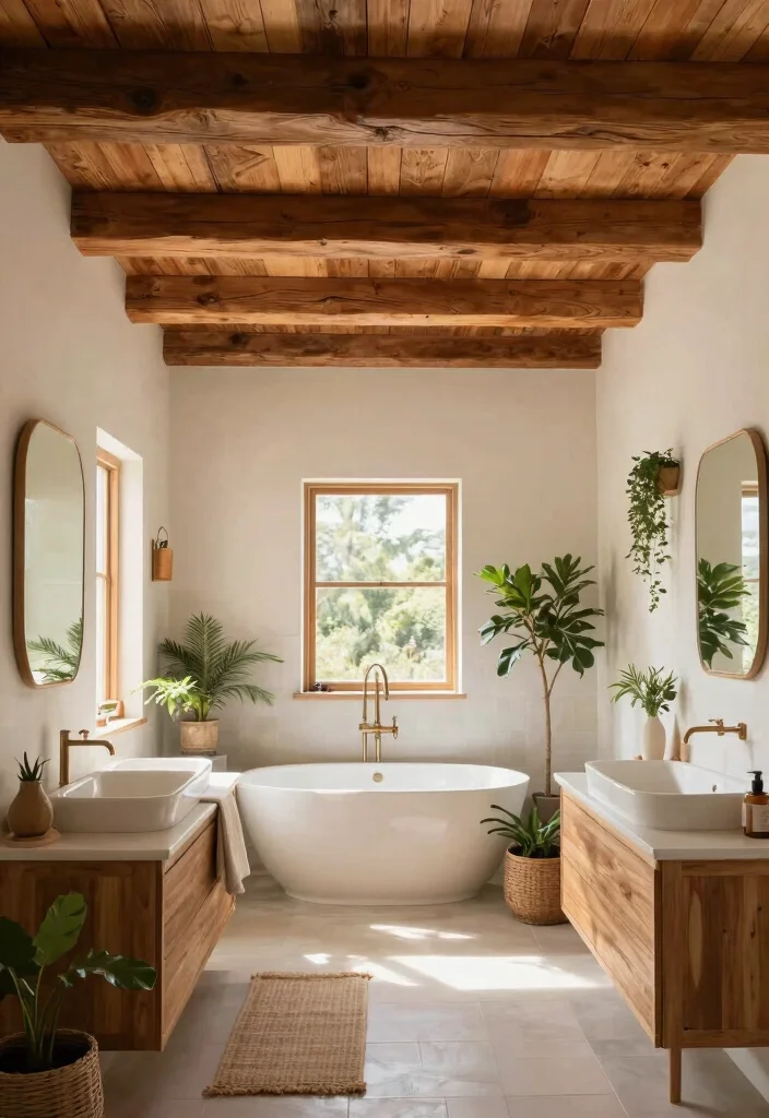14 Wood Bathroom Ideas With Natural Texture - 8. Wood Beams and Ceilings 1