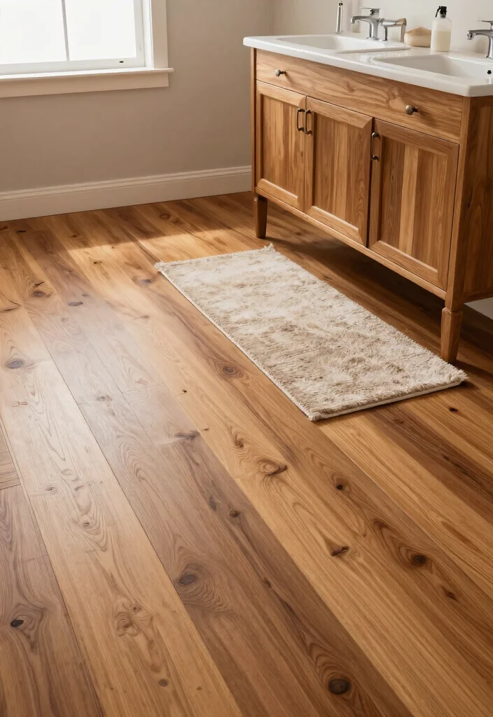 14 Wood Bathroom Ideas With Natural Texture - 9. Wooden Flooring 1