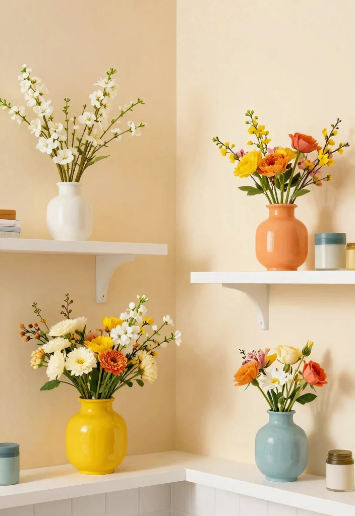 15 Bathroom Vanity Shelf Ideas For Smart Storage - 15. Seasonal Decor Displays for a Fresh Touch 1