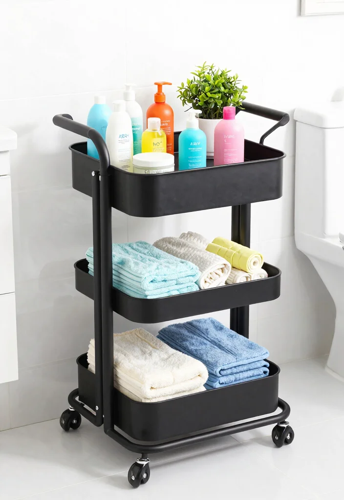 15 Bathroom Vanity Shelf Ideas For Smart Storage - 3. Tiered Carts for Flexible Storage 1