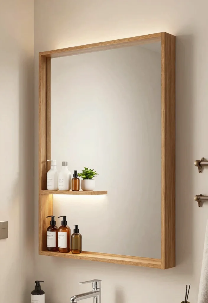15 Bathroom Vanity Shelf Ideas For Smart Storage - 7. Multi-Functional Mirrors with Shelving 1