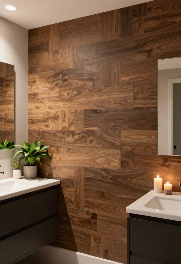15 Bathroom Wood Wall Ideas With Cozy Warmth - 11. Textured Wood Panels 1
