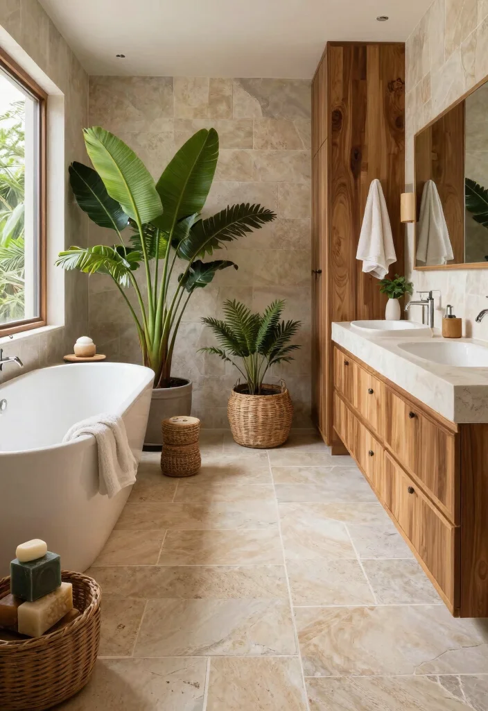 15 Bathroom Wood Wall Ideas With Cozy Warmth - 12. Wood and Stone Combination 1