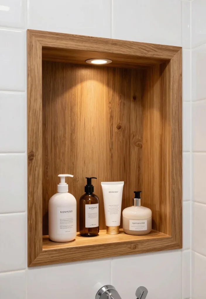 15 Bathroom Wood Wall Ideas With Cozy Warmth - 5. Wood-Clad Shower Niche 1