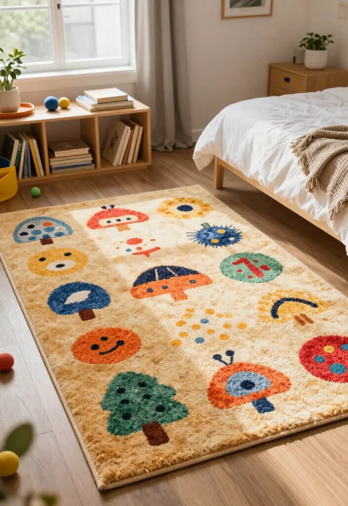 15 Bedroom With 2 Beds Ideas Shared and Stylish - 14. Fun and Functional Rugs 1