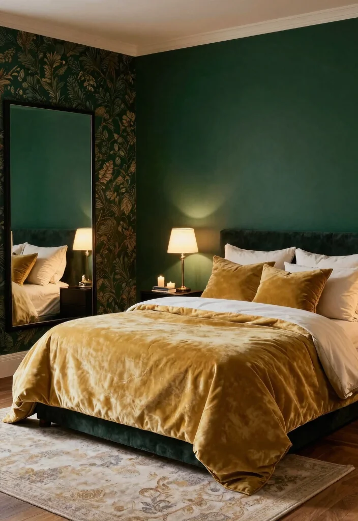 15 Bedroom With Wallpaper Accent Wall Ideas for Bold Visual Impact - 3. Dark and Moody Elegance 1