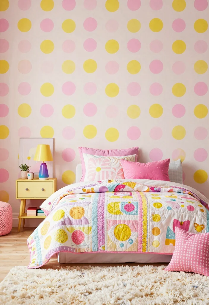 15 Bedroom With Wallpaper Accent Wall Ideas for Bold Visual Impact - 6. Playful Polka Dots 1