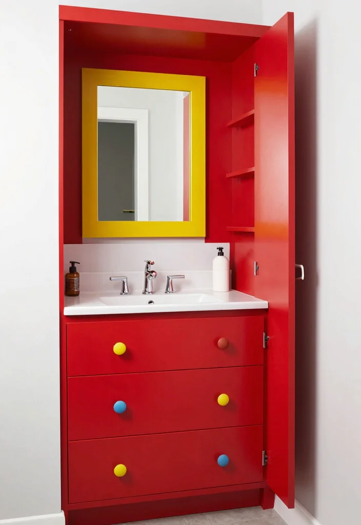 15 Colorful Bathroom Ideas That Feel Bright And Fun - 14. Bold Accents in Unexpected Places 1