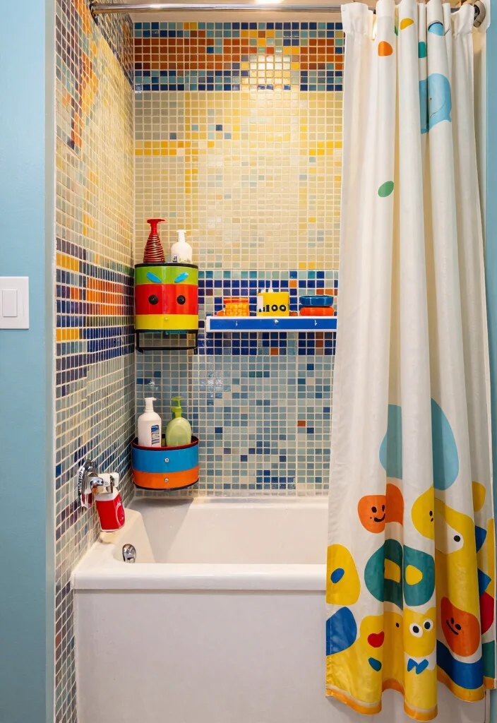 15 Colorful Bathroom Ideas That Feel Bright And Fun - 15. Playful Shower Nooks 1