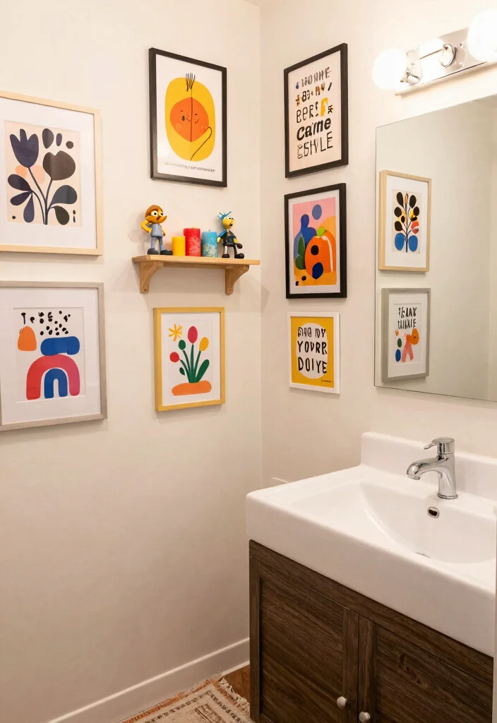 15 Colorful Bathroom Ideas That Feel Bright And Fun - 4. Whimsical Wall Art 1