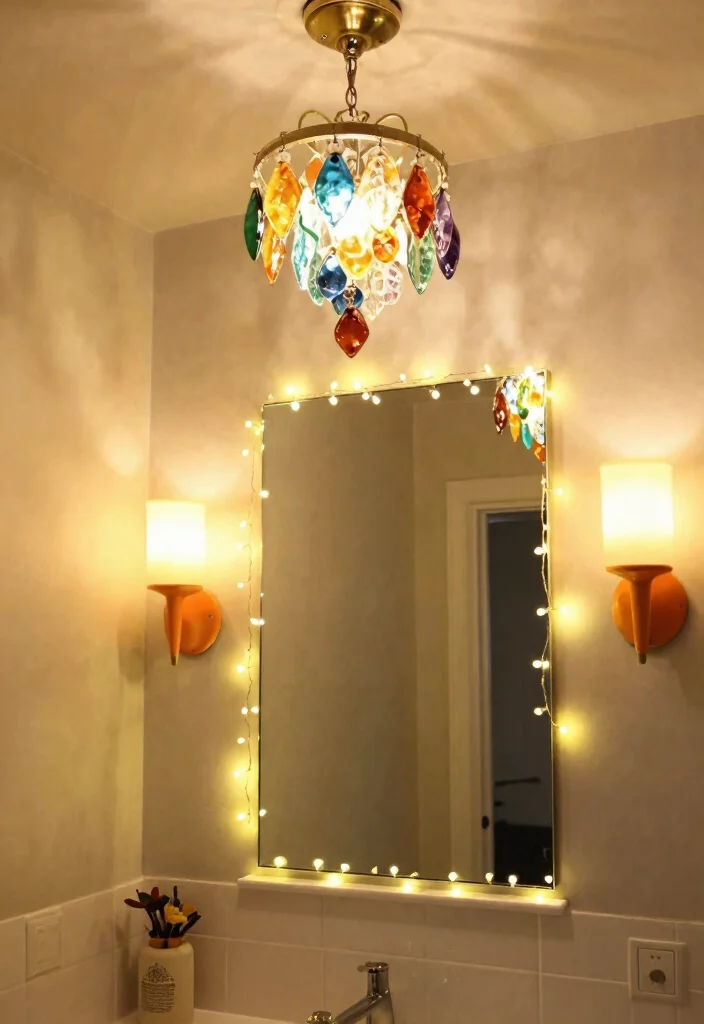 15 Colorful Bathroom Ideas That Feel Bright And Fun - 6. Fun Lighting Fixtures 1