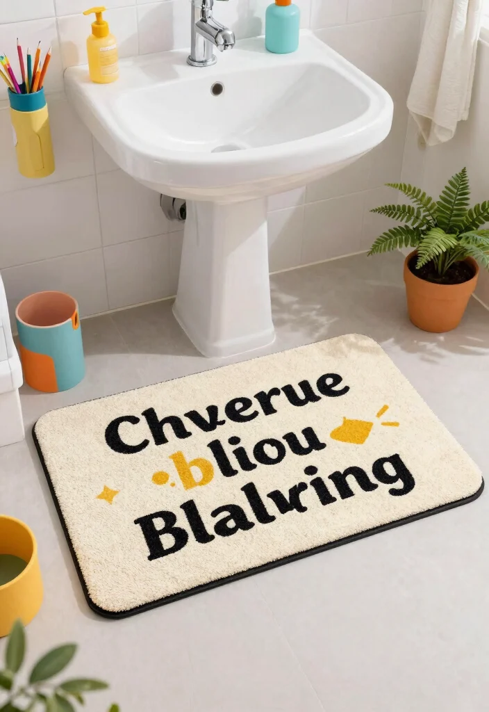 15 Dorm Bathroom Ideas With Cute Bath Mats And Rugs - 12. Inspirational Quote Mats 1