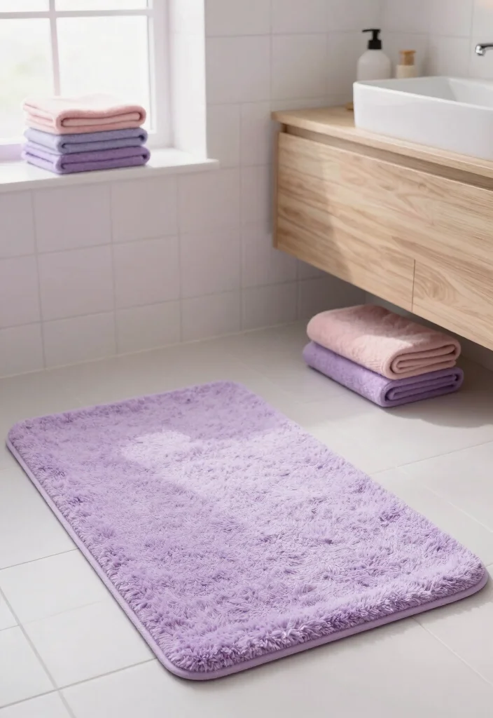 15 Dorm Bathroom Ideas With Cute Bath Mats And Rugs - 13. Soft Pastel Hues 1